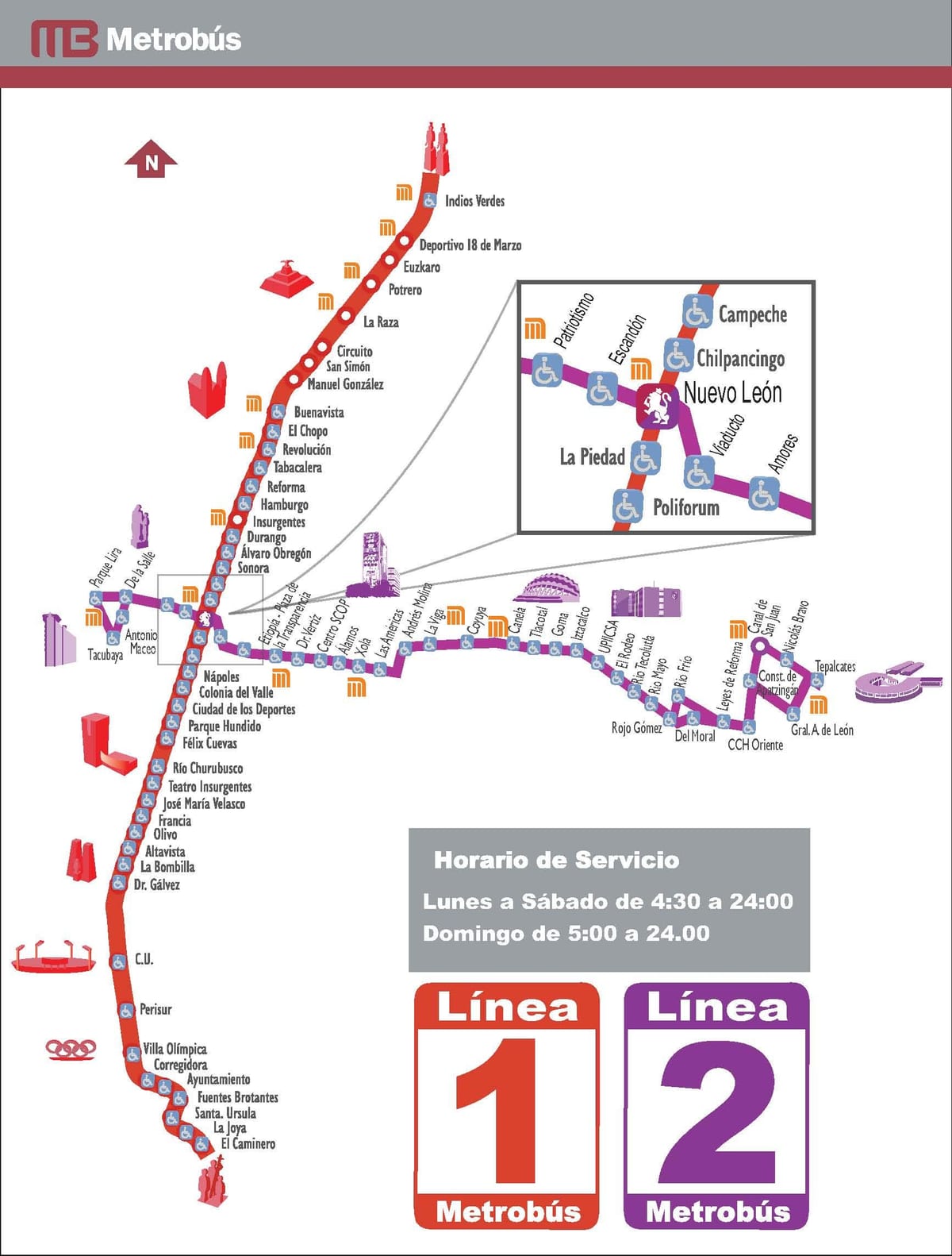 harta e metrobus në Meksiko