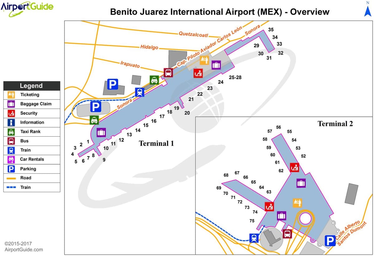 Mexico City terminal 1 harta