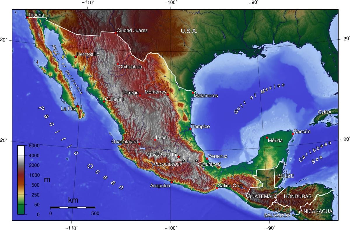 Mexico City topografike hartë