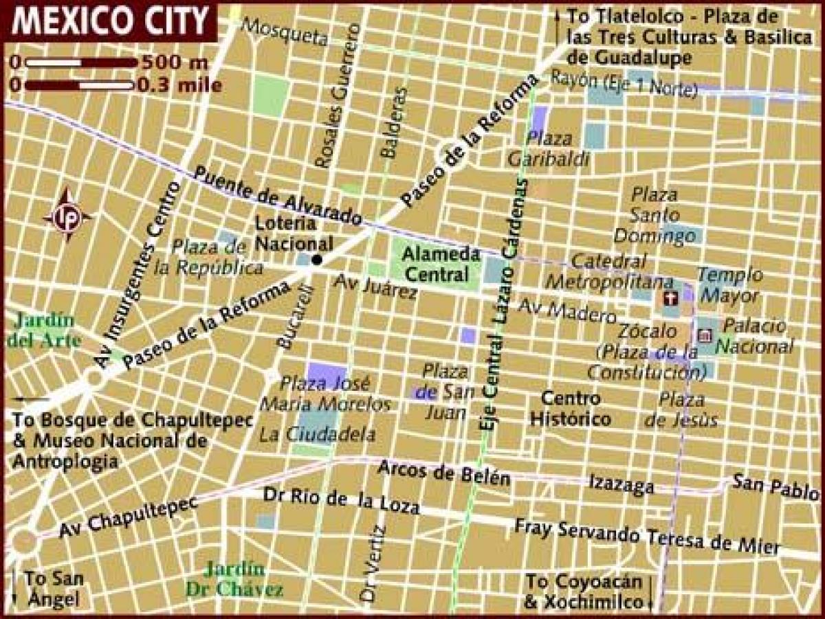 centro historico Meksikë hartë të Qytetit
