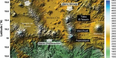 Hartë e Meksikës Qytetit lartësi