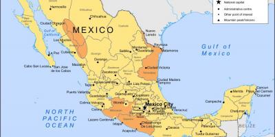 Hartë e Meksikës Qyteti dhe zonat përreth